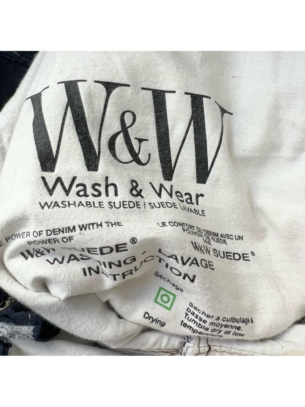 Vintage 80s 90s Wash & Wear genuine suede dark blue high rise slim fit pants 24 - Picture 13 of 15